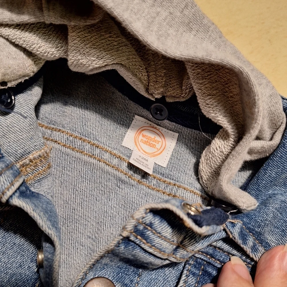 Kids Wonder Nation Denim and Gray Hoodie Jacket 12M